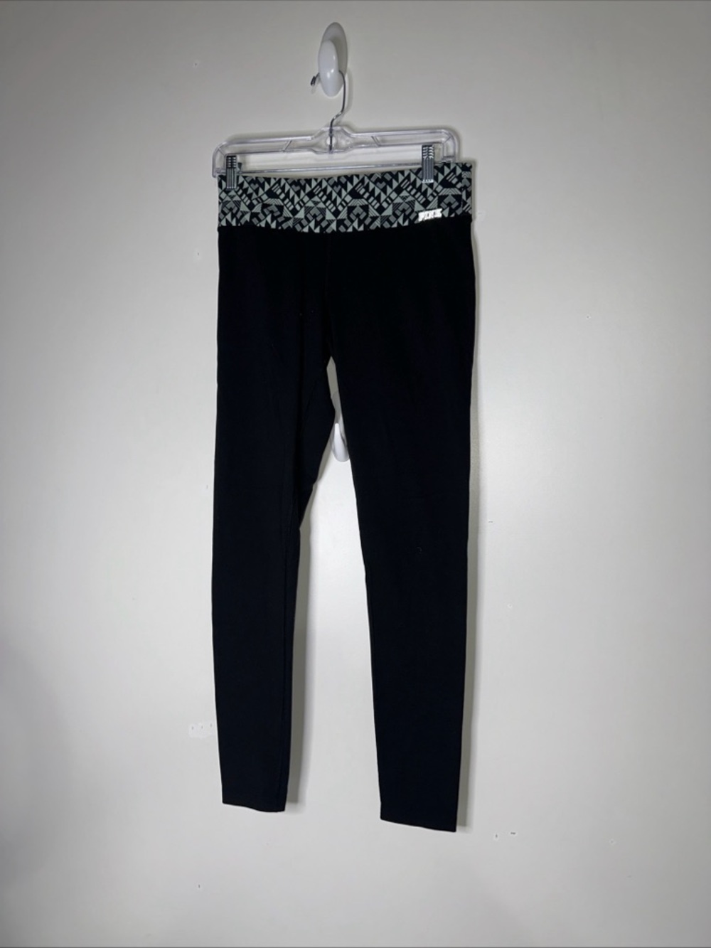 PINK Victoria's Secret Black Leggings with Geometric Waistband